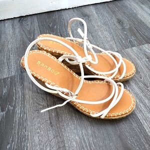 BAMBOO White Sandals with Crisscross Straps Size 5.5